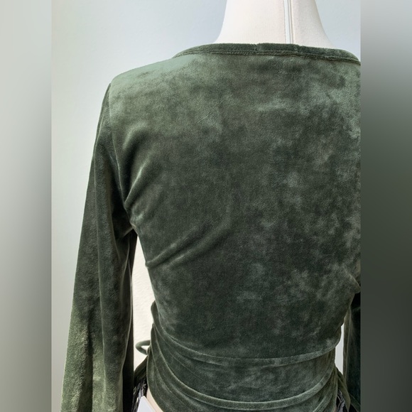 Velvet Wrap Olive Long Sleeve Top - Picture 11 of 13